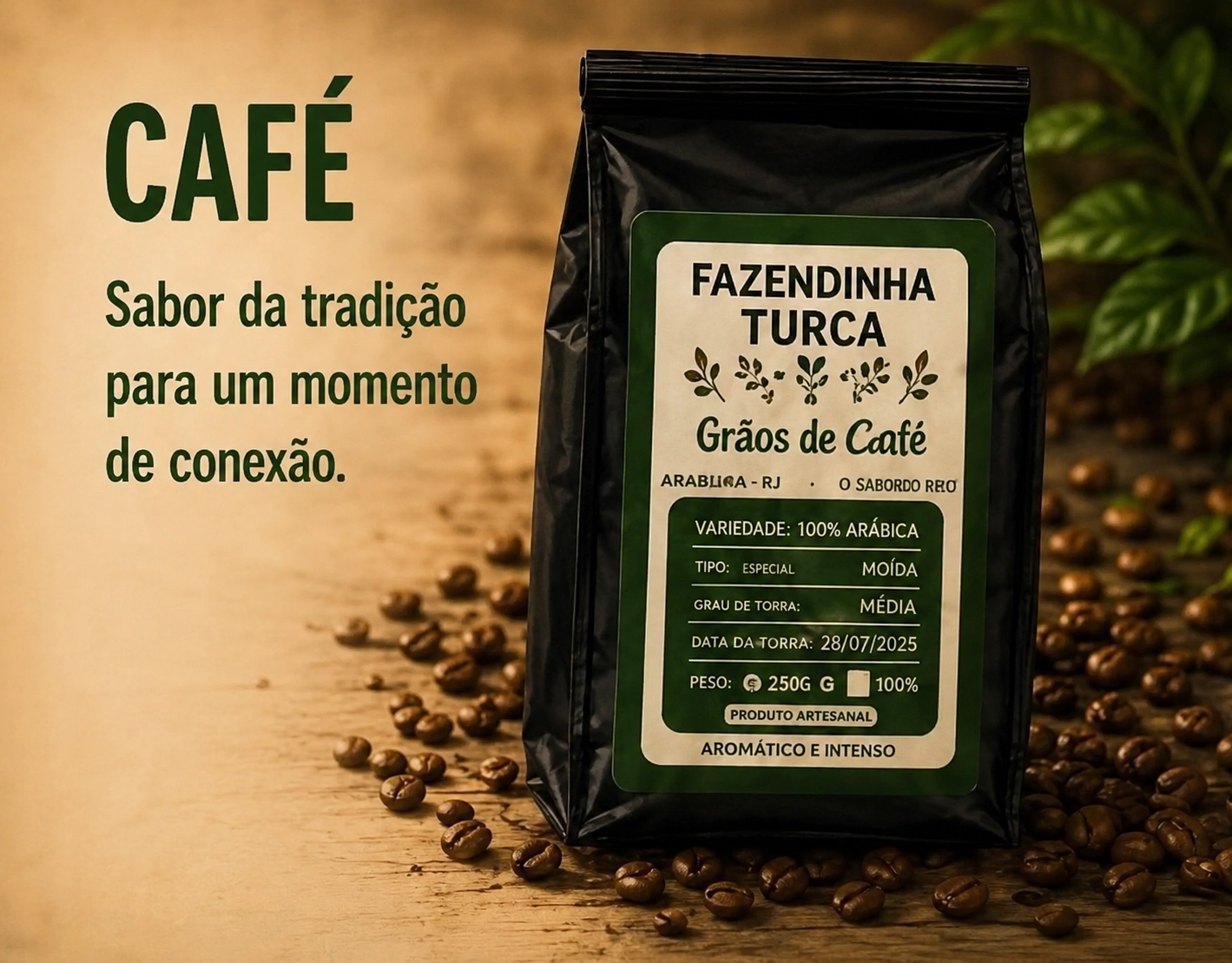 Café turco orgânico em grãos Fazendinha Turca